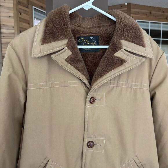 VNTG Cal Craft Barn Coat Men L Brown Lined Chore Jacket Work Farm Ranch Hunt USA - Picture 2 of 13